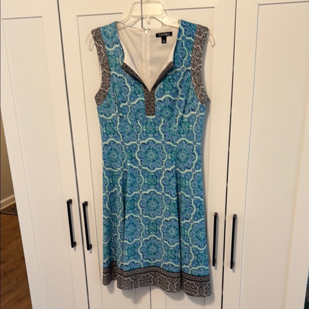 Chic Blue Patterned Midi Dress